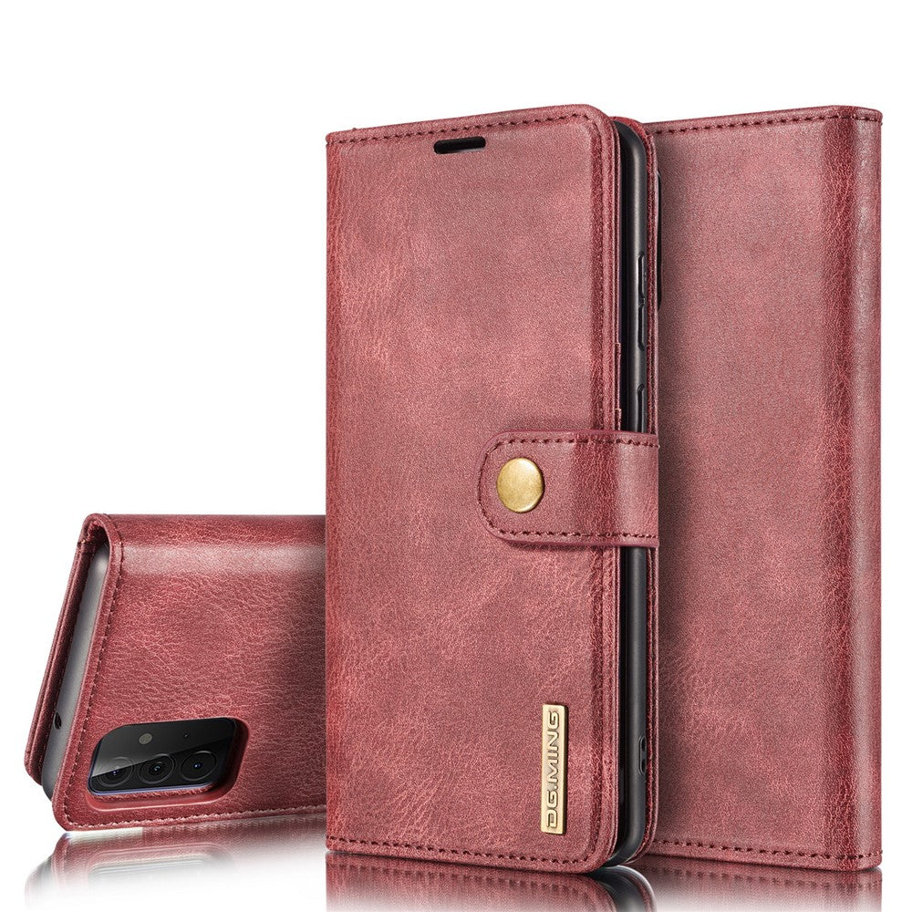 DG.MING Cover for Samsung Galaxy A72 5G / A72 4G Detachable 2-in-1 Anti-scratch Split Leather Wallet Shell + PC Back Case