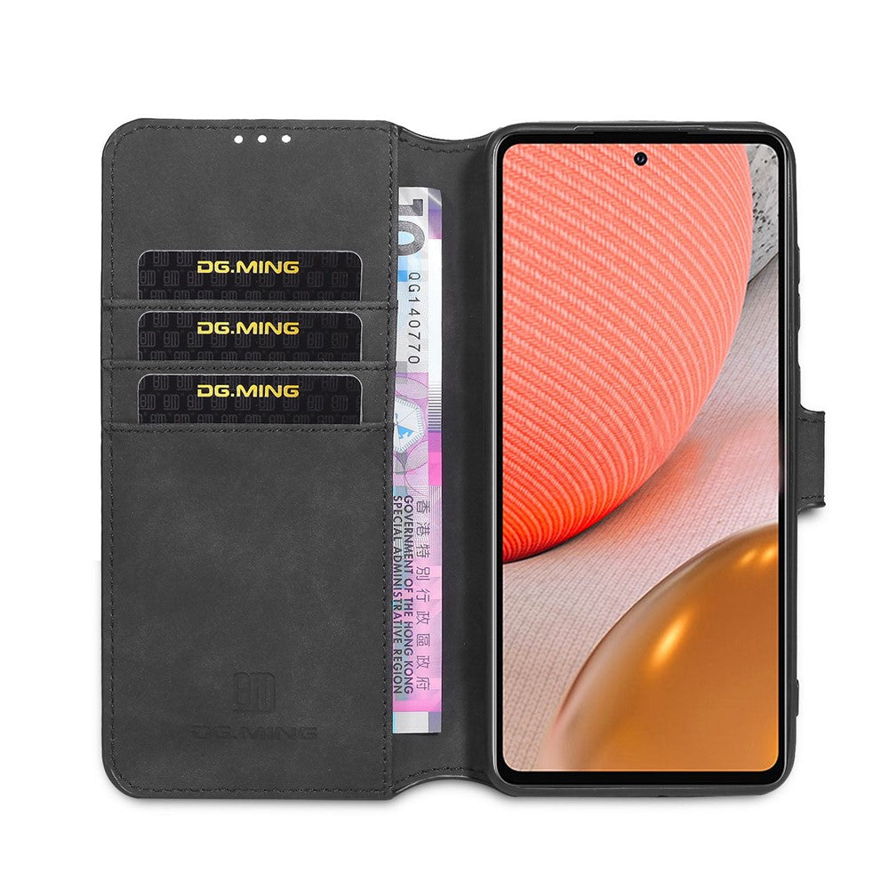 DG.MING För Samsung Galaxy A72 5G / A72 4G Stötsäkert mobilskal Retro Läder Plånboksfodral Flipfodral