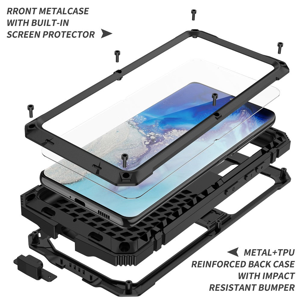 R-JUST Stötsäkert Dammtät Stöd TPU+Metallskyddsfodral Stöd Skal för Samsung Galaxy S21 Ultra 5G