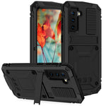 R-JUST Stødsikkert Støvtæt Kickstand TPU+Metal Beskyttelsescover Kickstand Shell til Samsung Galaxy S21+ 5G