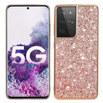 Glittering Sequins Design Plated TPU Frame + PC Hybrid Shell Case for Samsung Galaxy S21 Ultra 5G