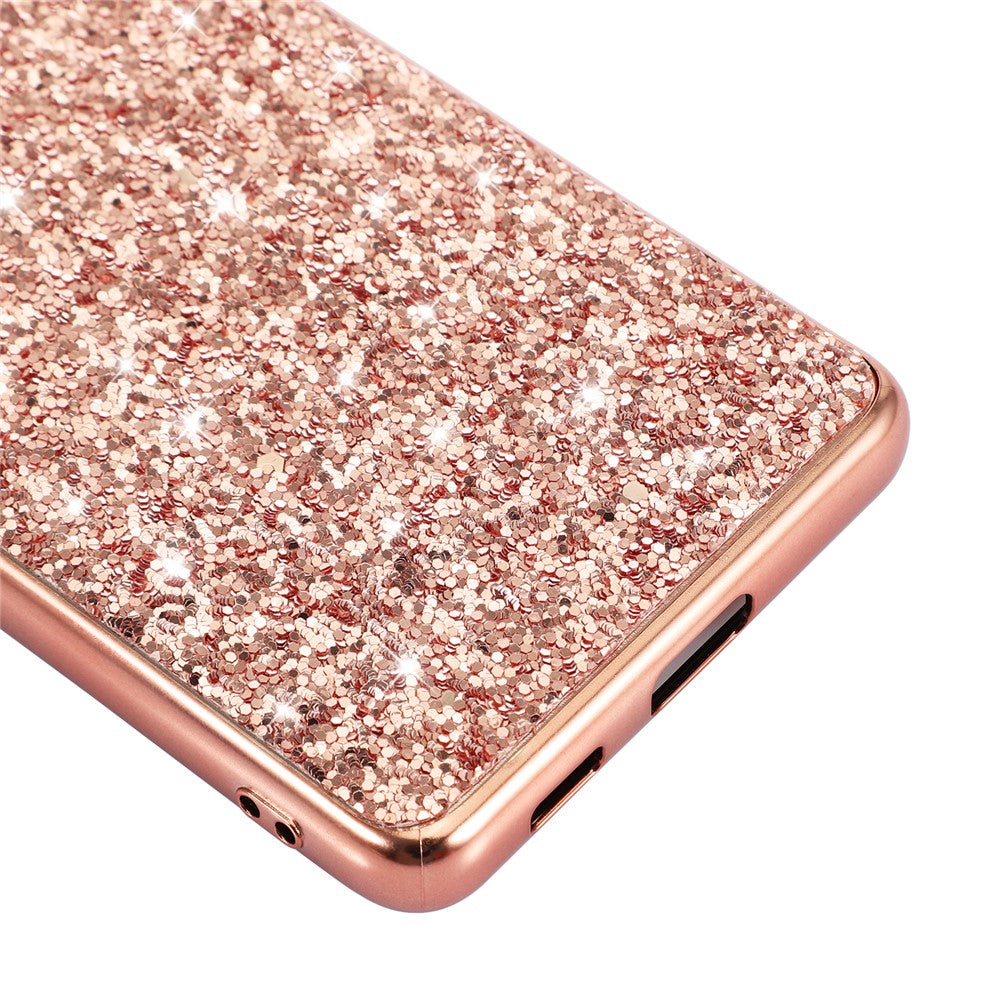 Glittering Sequins Design Plated TPU Frame + PC Hybrid Shell Case for Samsung Galaxy S21 Ultra 5G