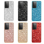 Glittering Sequins Design Plated TPU Frame + PC Hybrid Shell Case for Samsung Galaxy S21 Ultra 5G