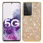 Glittering Sequins Design Plated TPU Frame + PC Hybrid Shell Case for Samsung Galaxy S21 Ultra 5G