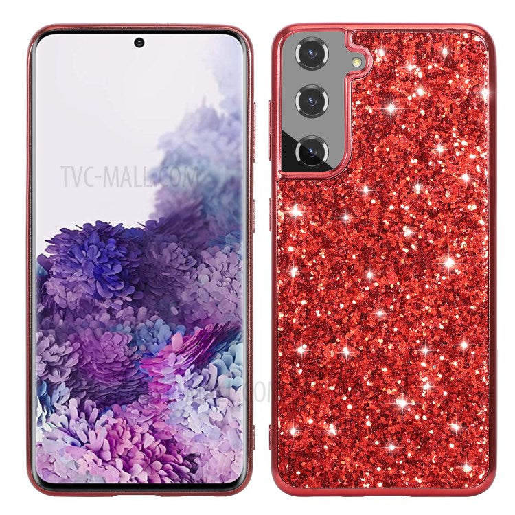 Glittering Sequins Design Plated TPU Frame + PC Hybrid Shell Case for Samsung Galaxy S21+ 5G
