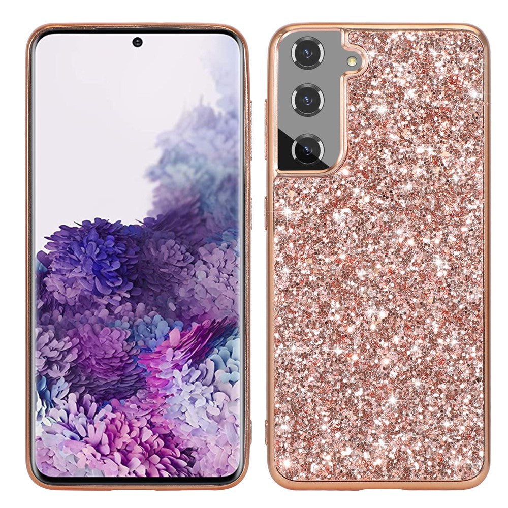 Glittering Sequins Design Plated TPU Frame + PC Hybrid Shell Case for Samsung Galaxy S21+ 5G