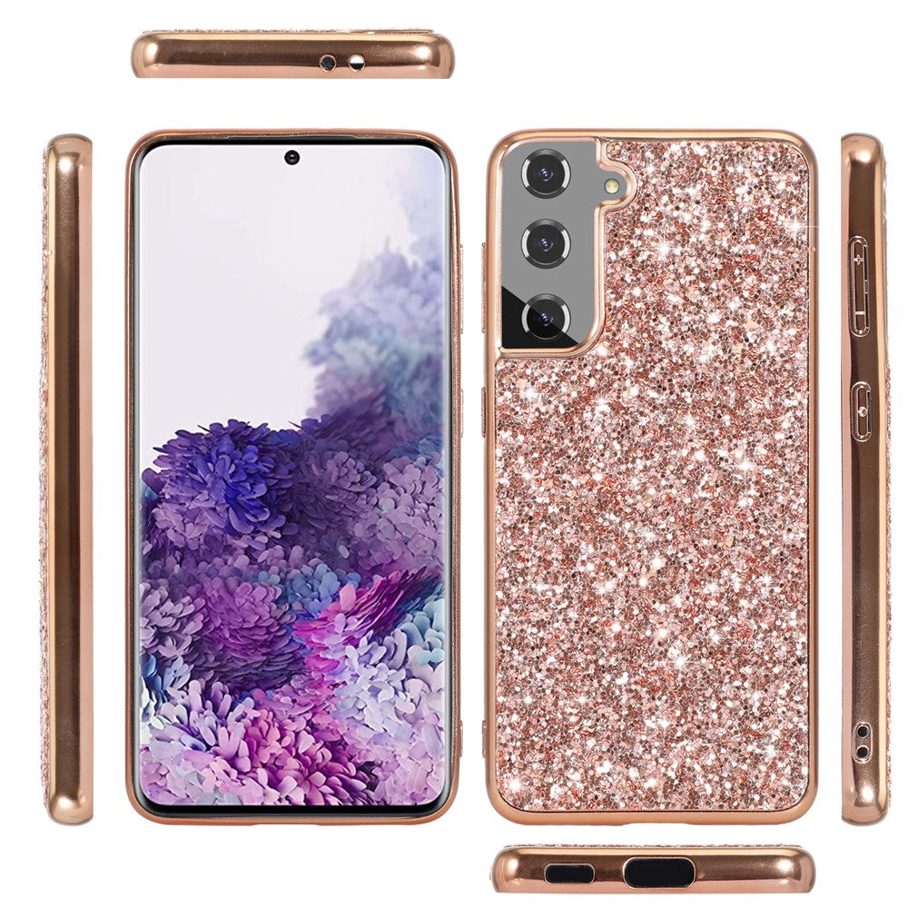 Glittering Sequins Design Plated TPU Frame + PC Hybrid Shell Case for Samsung Galaxy S21+ 5G