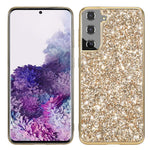 Glittering Sequins Design Plated TPU Frame + PC Hybrid Shell Case for Samsung Galaxy S21+ 5G