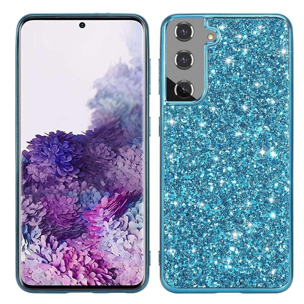 Glittering Sequins Design Plated TPU Frame + PC Hybrid Shell Case for Samsung Galaxy S21 4G/5G