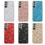 Glittering Sequins Design Plated TPU Frame + PC Hybrid Shell Case for Samsung Galaxy S21 4G/5G