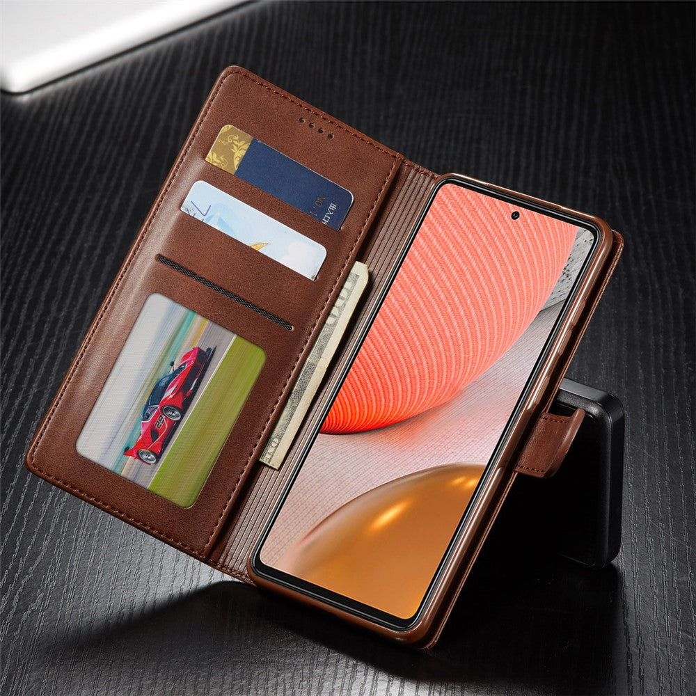 LC.IMEEKE Pung Stander Lædercover til Samsung Galaxy A72 5G Magnetisk Lukning Design Mobiltelefon Cover Etui