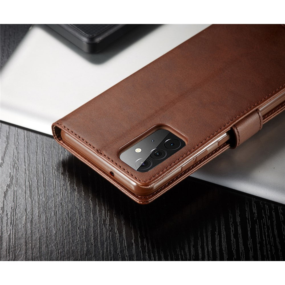 LC.IMEEKE Pung Stander Lædercover til Samsung Galaxy A72 5G Magnetisk Lukning Design Mobiltelefon Cover Etui