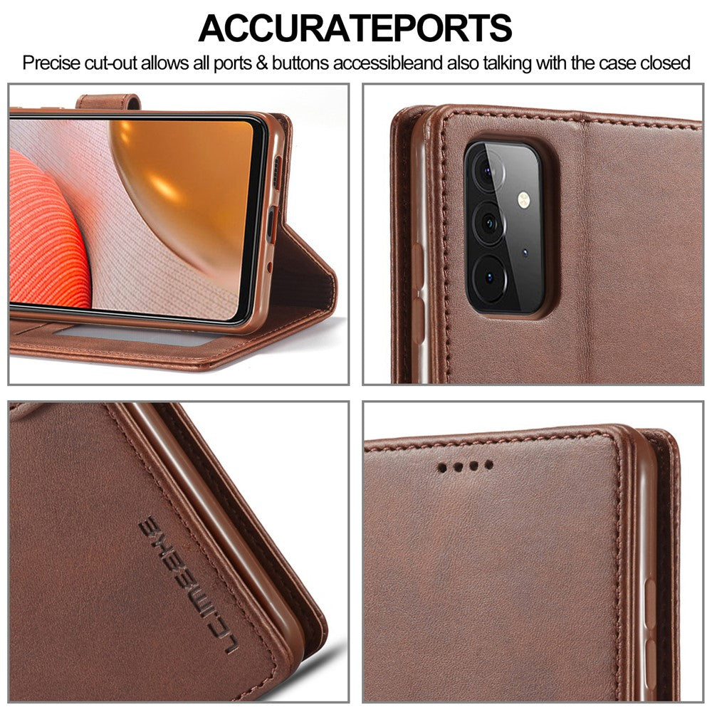 LC.IMEEKE Pung Stander Lædercover til Samsung Galaxy A72 5G Magnetisk Lukning Design Mobiltelefon Cover Etui