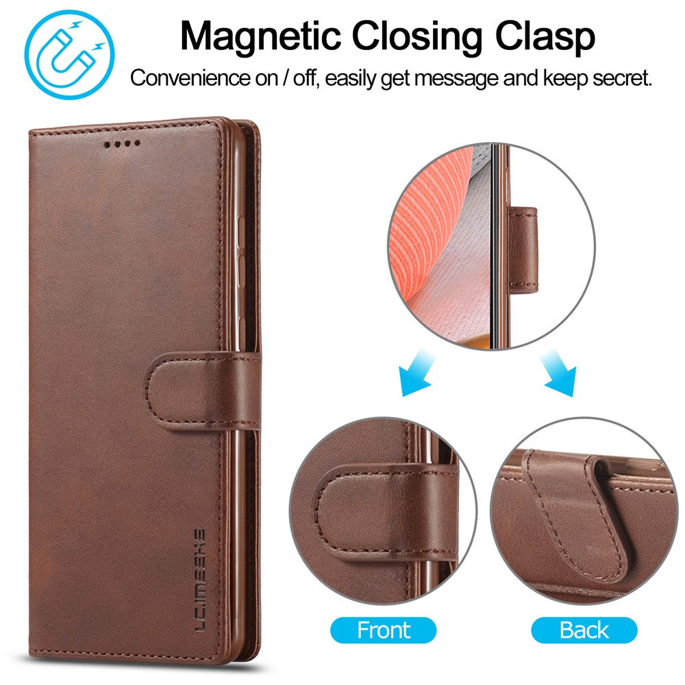 LC.IMEEKE Pung Stander Lædercover til Samsung Galaxy A72 5G Magnetisk Lukning Design Mobiltelefon Cover Etui