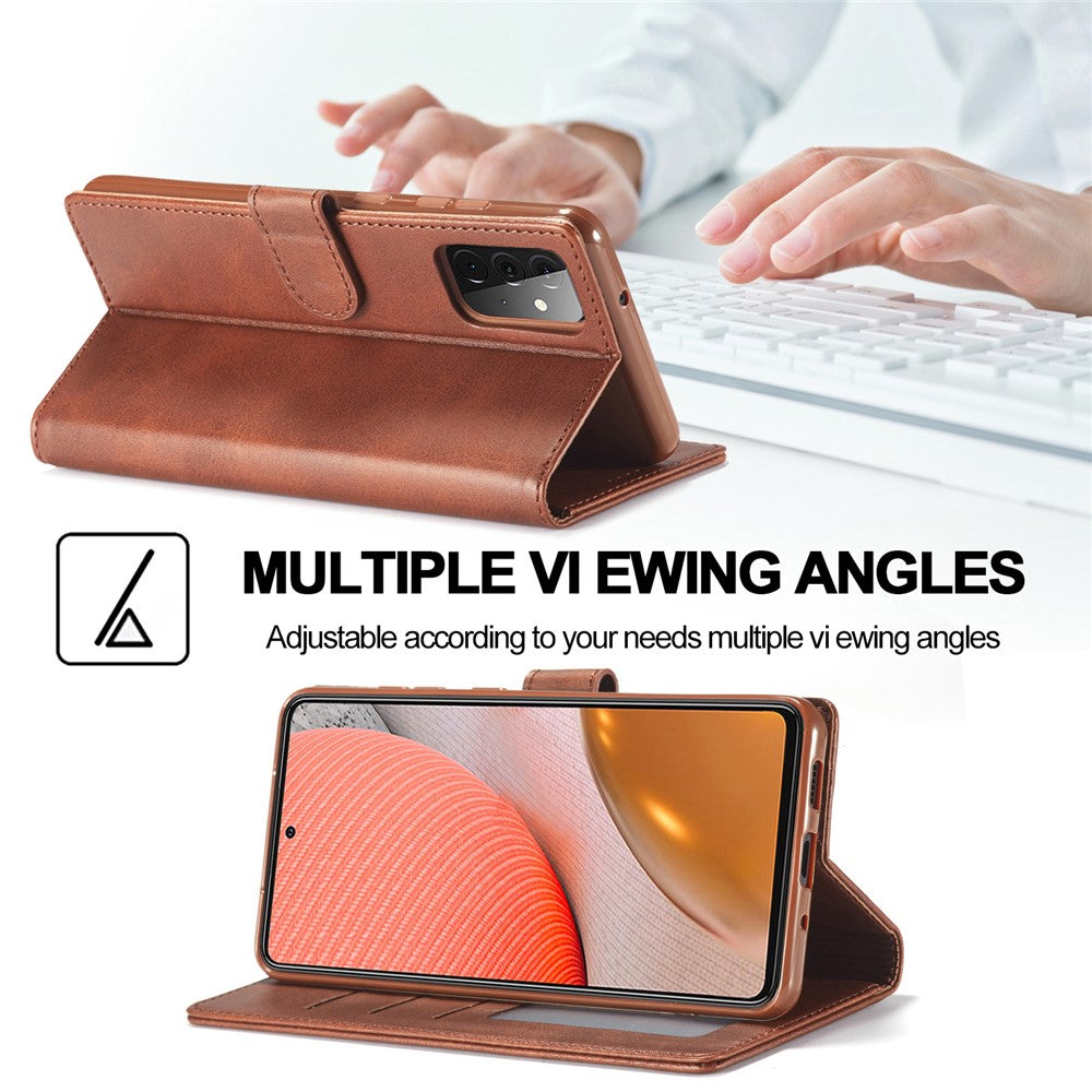 LC.IMEEKE Pung Stander Lædercover til Samsung Galaxy A72 5G Magnetisk Lukning Design Mobiltelefon Cover Etui