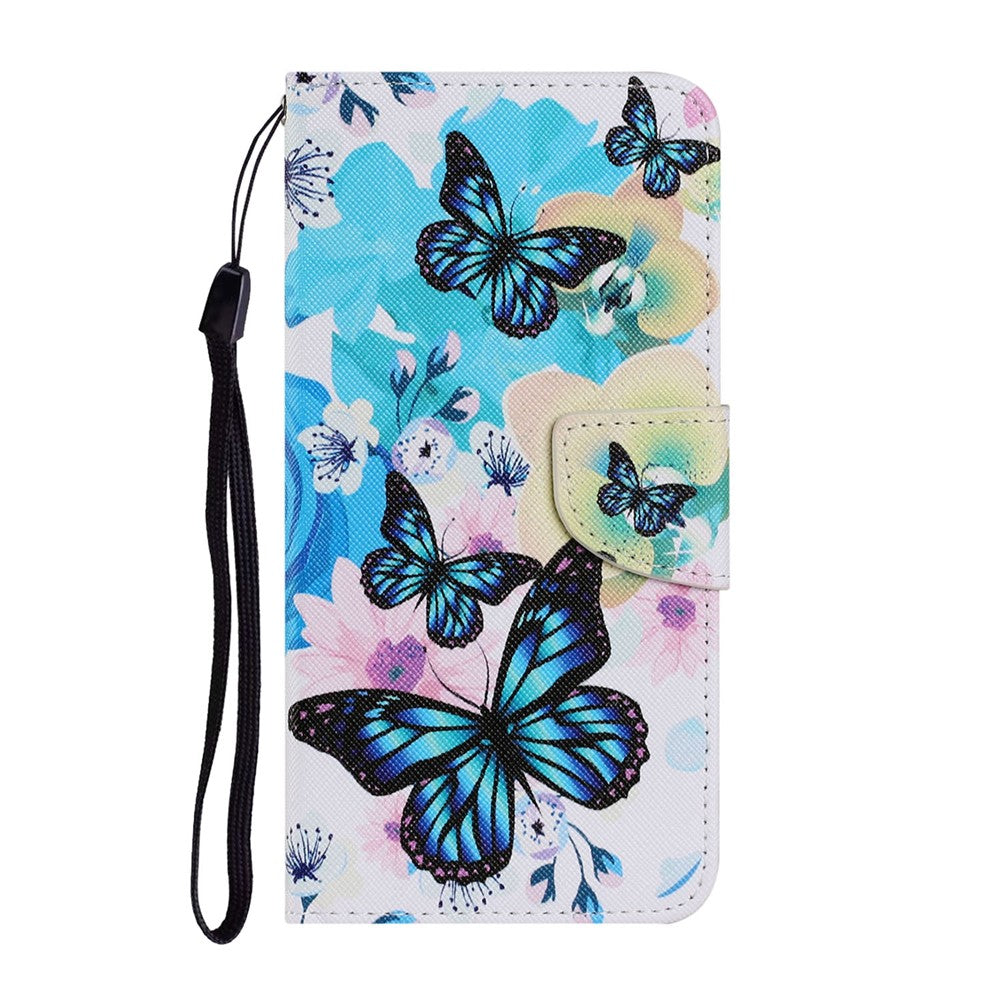 Mønsterprintet TPU + PU-læderpung med stander og lanyard til Samsung Galaxy A02s (164,2 mm)