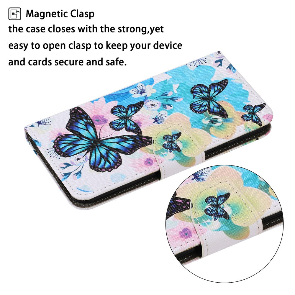 Mønsterprintet TPU + PU-læderpung med stander og lanyard til Samsung Galaxy A02s (164,2 mm)