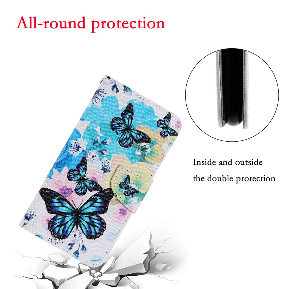 Mønsterprintet TPU + PU-læderpung med stander og lanyard til Samsung Galaxy A02s (164,2 mm)
