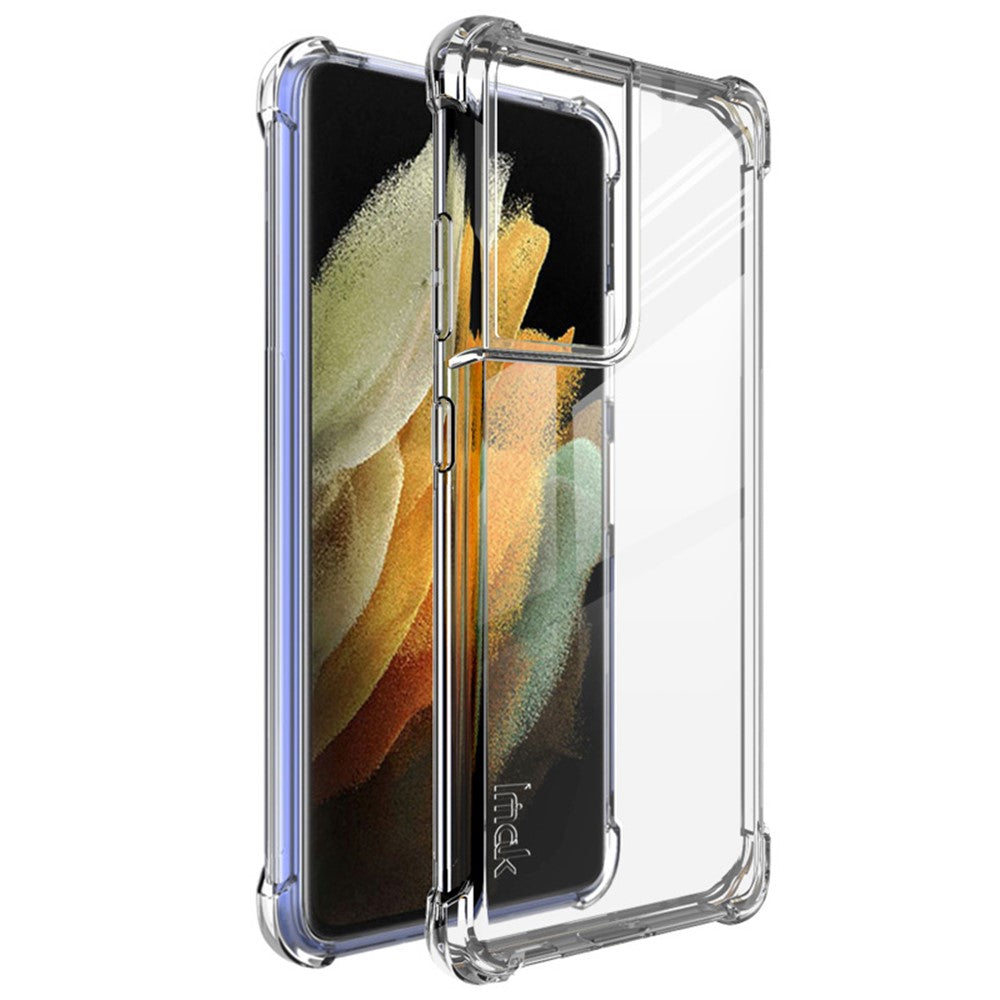 IMAK Airbag Anti-fall Mjukt TPU-skal [med skärmskydd] för Samsung Galaxy S21 Ultra 5G
