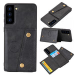[Indbygget magnetisk bilplade] PU-læderbelagt TPU-skalcover med kickstand + kortlommer til Samsung Galaxy S21 Plus 5G