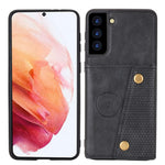 [Indbygget magnetisk bilplade] PU-læderbelagt TPU-skalcover med kickstand + kortlommer til Samsung Galaxy S21 Plus 5G