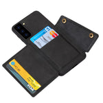 [Indbygget magnetisk bilplade] PU-læderbelagt TPU-skalcover med kickstand + kortlommer til Samsung Galaxy S21 Plus 5G
