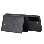[Indbygget magnetisk bilplade] PU-læderbelagt TPU-skalcover med kickstand + kortlommer til Samsung Galaxy S21 Plus 5G