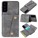 [Built-in Vehicle Magnetic Sheet] PU Leather Coated TPU Shell Case Kickstand + Card Slots for Samsung Galaxy S21 Plus 5G