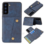 [Built-in Vehicle Magnetic Sheet] PU Leather Coated TPU Shell Case Kickstand + Card Slots for Samsung Galaxy S21 Plus 5G