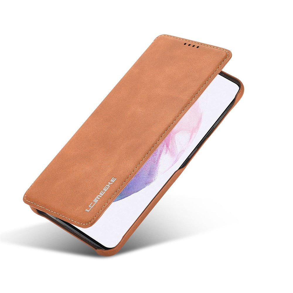 For Samsung Galaxy S21 4G/5G LC.IMEEKE Retro Style Protective Stand Leather Case with Card Holder