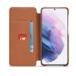 For Samsung Galaxy S21 4G/5G LC.IMEEKE Retro Style Protective Stand Leather Case with Card Holder