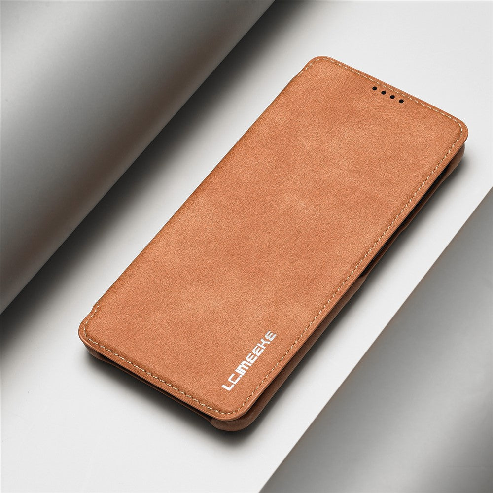 For Samsung Galaxy S21 4G/5G LC.IMEEKE Retro Style Protective Stand Leather Case with Card Holder