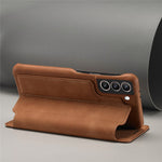 For Samsung Galaxy S21 4G/5G LC.IMEEKE Retro Style Protective Stand Leather Case with Card Holder