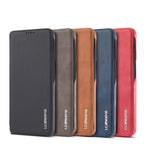For Samsung Galaxy S21 4G/5G LC.IMEEKE Retro Style Protective Stand Leather Case with Card Holder