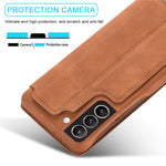 For Samsung Galaxy S21 4G/5G LC.IMEEKE Retro Style Protective Stand Leather Case with Card Holder