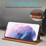 For Samsung Galaxy S21 4G/5G LC.IMEEKE Retro Style Protective Stand Leather Case with Card Holder
