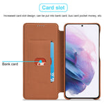 For Samsung Galaxy S21 4G/5G LC.IMEEKE Retro Style Protective Stand Leather Case with Card Holder