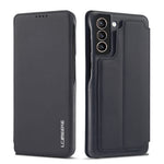 For Samsung Galaxy S21 4G/5G LC.IMEEKE Retro Style Protective Stand Leather Case with Card Holder