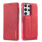 LC.IMEEKE Retro Style Protector Stand Leather Case with Card Holder for Samsung Galaxy S21 Ultra 5G