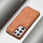 LC.IMEEKE Retro Style Protector Stand Leather Case with Card Holder for Samsung Galaxy S21 Ultra 5G