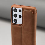 LC.IMEEKE Retro Style Protector Stand Leather Case with Card Holder for Samsung Galaxy S21 Ultra 5G