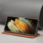 LC.IMEEKE Retro Style Protector Stand Leather Case with Card Holder for Samsung Galaxy S21 Ultra 5G