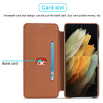 LC.IMEEKE Retro Style Protector Stand Leather Case with Card Holder for Samsung Galaxy S21 Ultra 5G