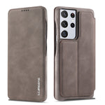 LC.IMEEKE Retro Style Protector Stand Leather Case with Card Holder for Samsung Galaxy S21 Ultra 5G