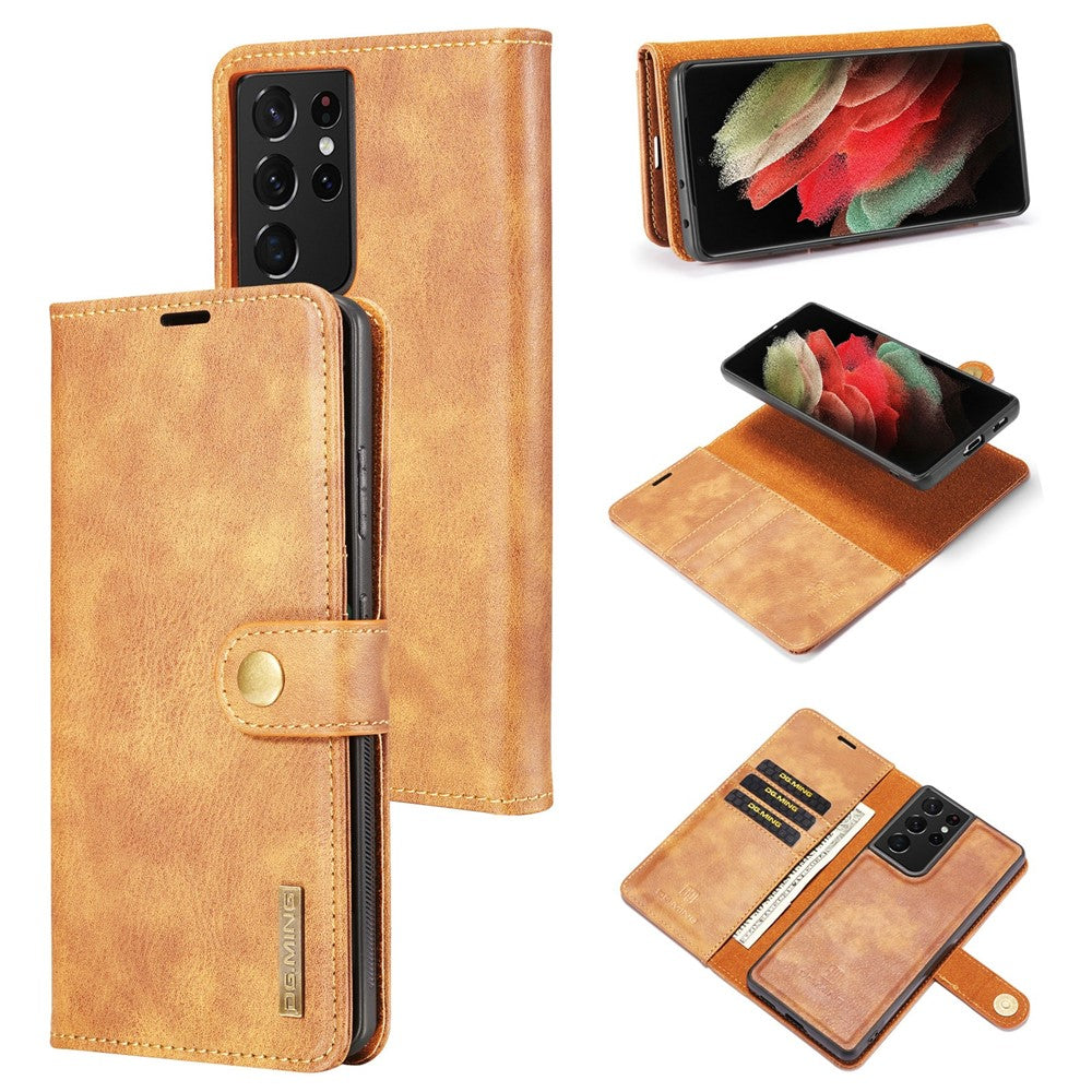 DG.MING For Samsung Galaxy S21 Ultra 5G Detachable 2-in-1 PC Cover Anti-scratch Split Leather Case
