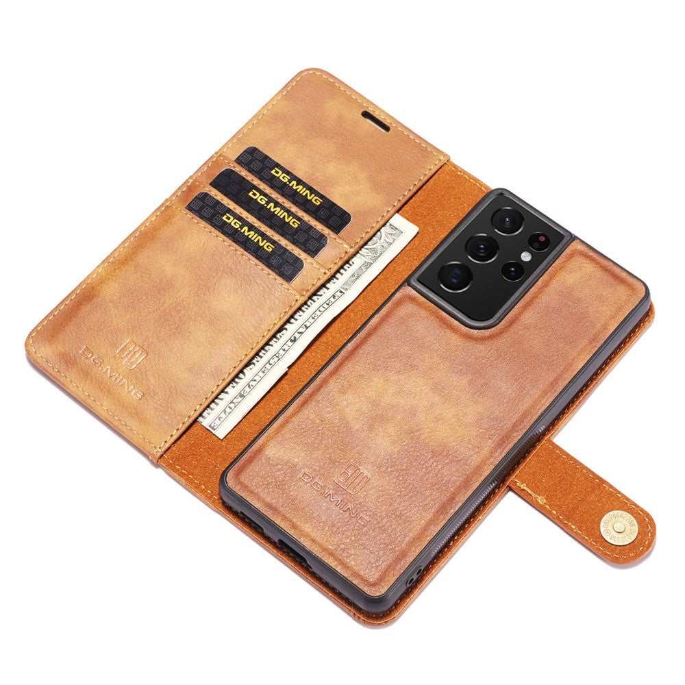 DG.MING For Samsung Galaxy S21 Ultra 5G Detachable 2-in-1 PC Cover Anti-scratch Split Leather Case