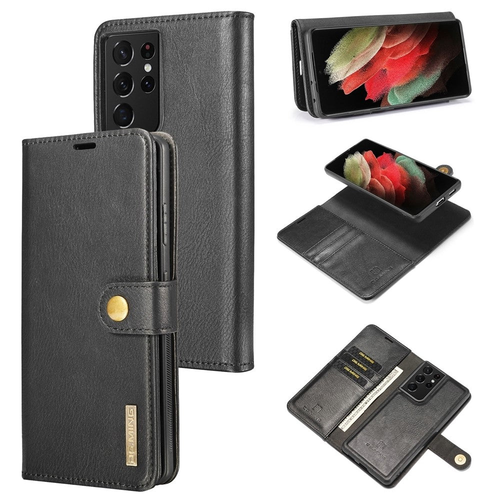DG.MING For Samsung Galaxy S21 Ultra 5G Detachable 2-in-1 PC Cover Anti-scratch Split Leather Case