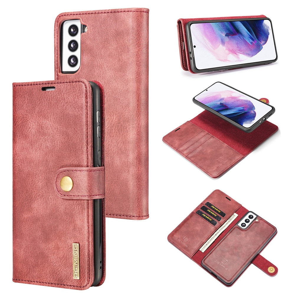 DG.MING For Samsung Galaxy S21 4G / 5G Scratch-resistant Detachable 2-in-1 PC Shell Split Leather Phone Case Cover