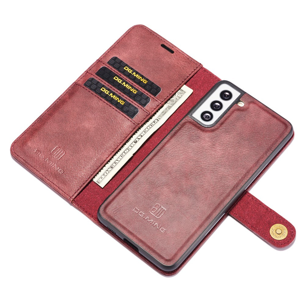 DG.MING For Samsung Galaxy S21 4G / 5G Scratch-resistant Detachable 2-in-1 PC Shell Split Leather Phone Case Cover