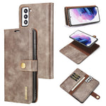 DG.MING For Samsung Galaxy S21 4G / 5G Scratch-resistant Detachable 2-in-1 PC Shell Split Leather Phone Case Cover